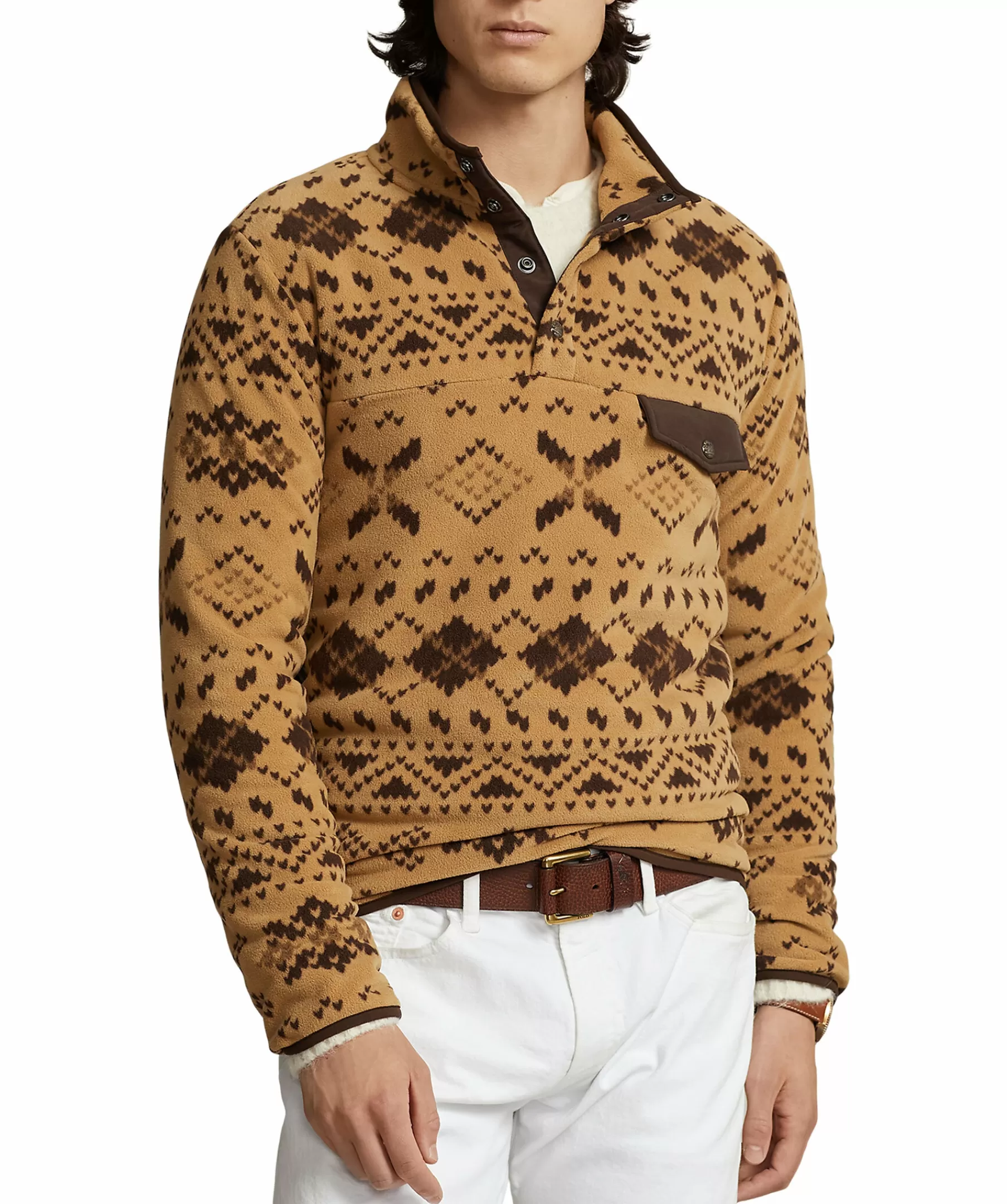 Polo Ralph Lauren Fleece & Pile^Aop Mockneck Sweater