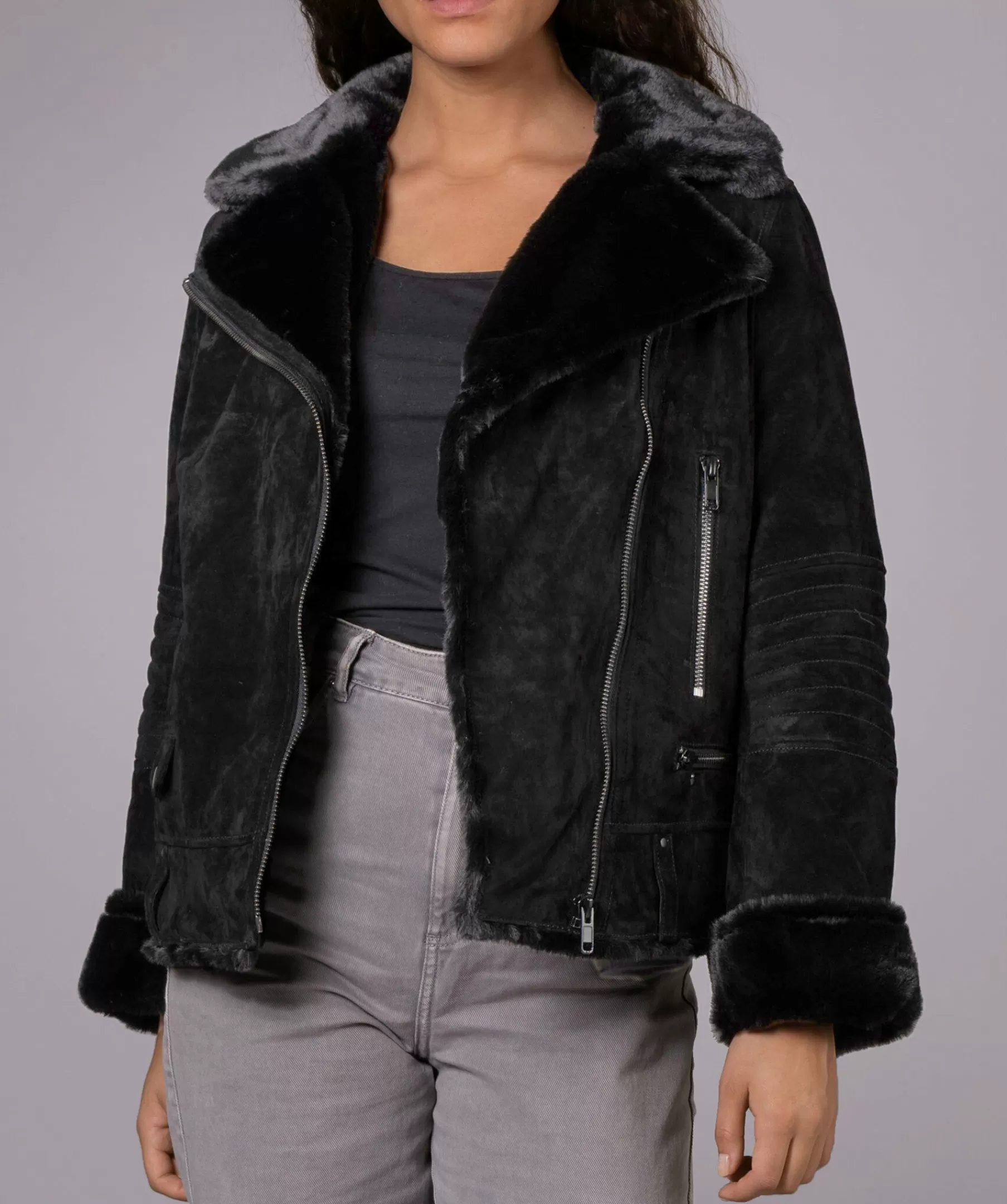 Jofama Jackor^Awa Shearling Suede Biker