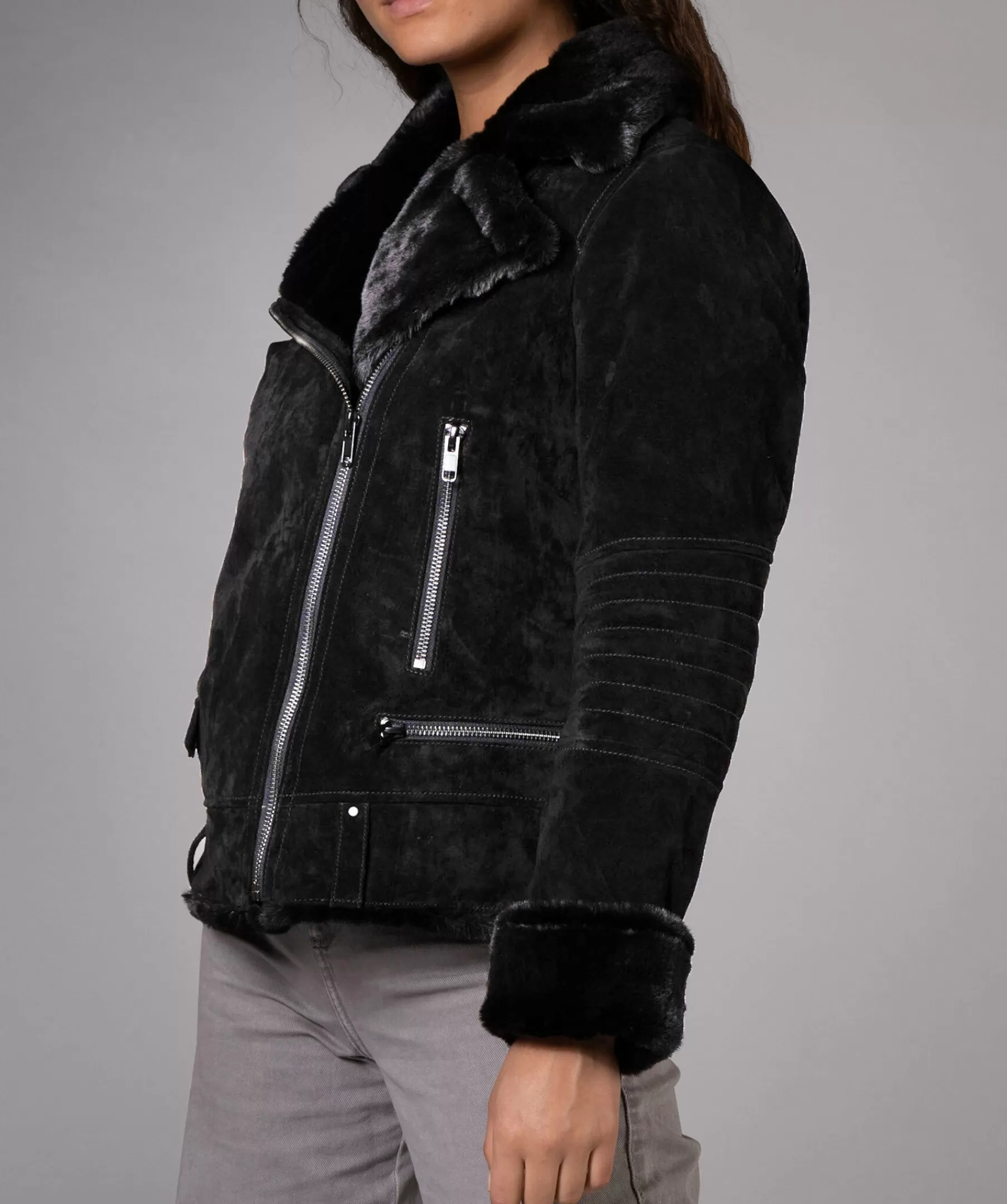 Jofama Jackor^Awa Shearling Suede Biker