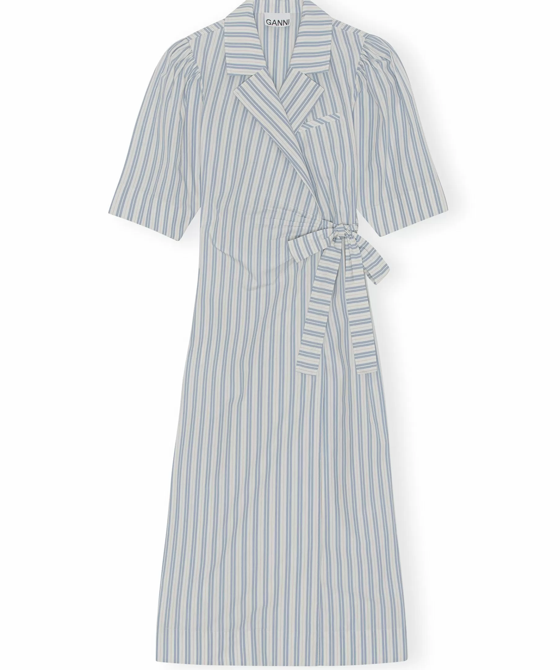 Ganni Klänningar^Stripe Cotton Wrap Dress