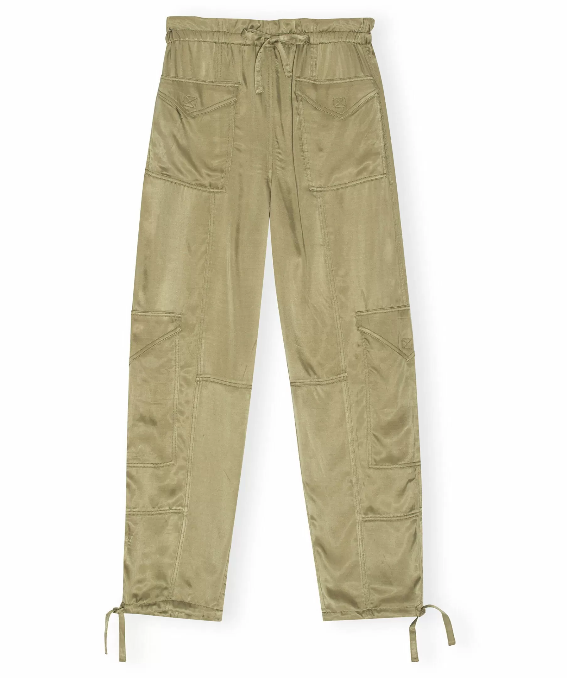 Ganni Byxor^Washed Satin Cargo Pant